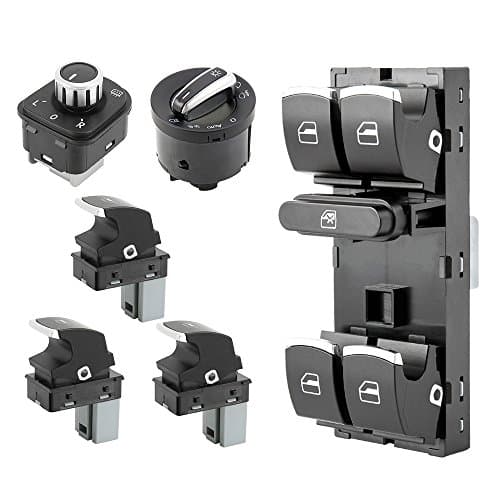 WarmCare 6pcs Window Mirror Headlight Switch for VW Passat B6 CC Golf MK5 MK6 Jetta