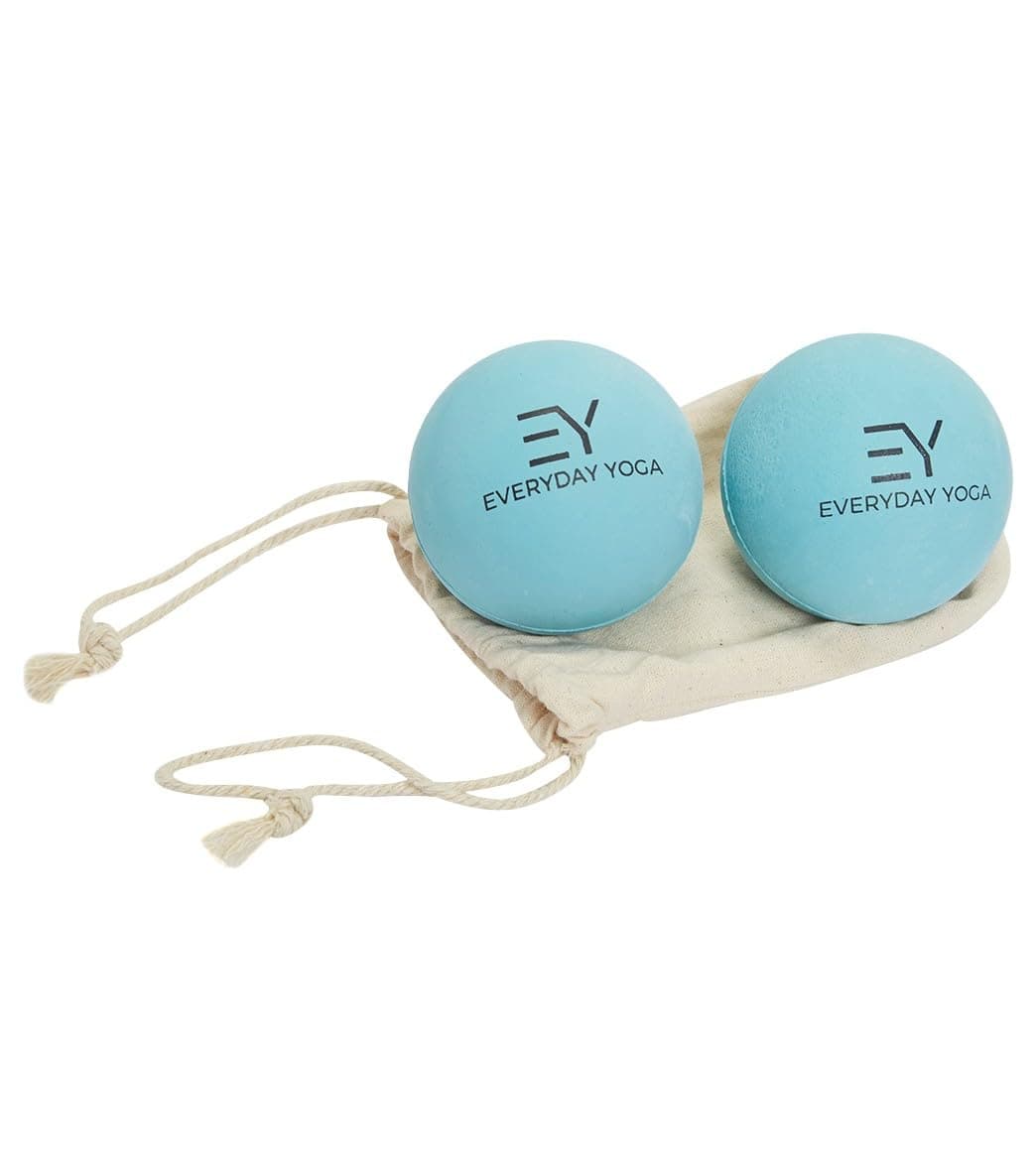 Everyday Yoga Massage Therapy Ball Set 2.5 Inch - Yoga Gear for Deep Tissue Massage, Muscle Recovery & Stress Relief, Rubber Balls with Tote Bag - Aqua