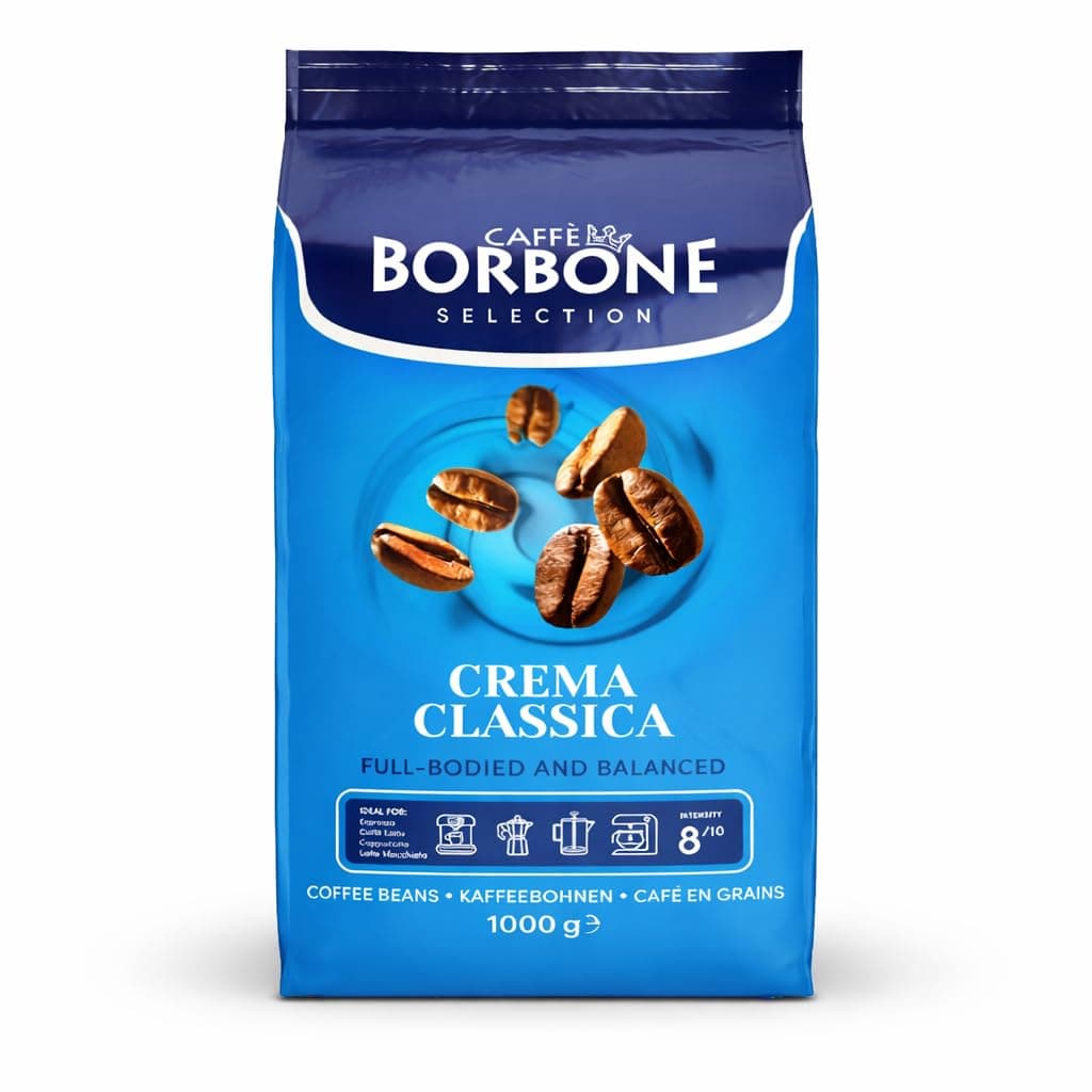 Caffè Borbone Roasted Coffee Beans - Crema Classica - Authentic Neapolitan Espresso - Intensity 8/10 - Full-bodied and Balanced Blend with Notes of Cocoa and Nuts - 1kg