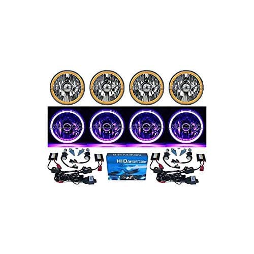 Octane Lighting 5-3/4" Purple COB SMD LED Halo Angel Eye 6000k 6k Hid Light Bulbs Headlights Set (IMG-001-L-PU)