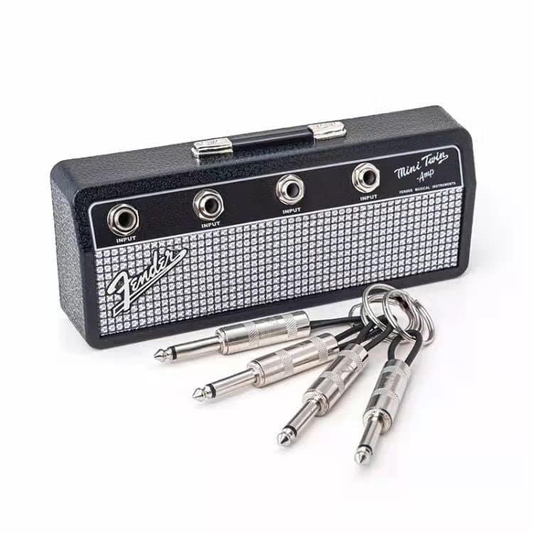 Key Holder for Wall Audio Keychain Guitar Keychain Wall Mount Keyboard Key Holder Audio Wall Mount Creative Retro Key Storage with 4-Guitar Plugs (FD-1)
