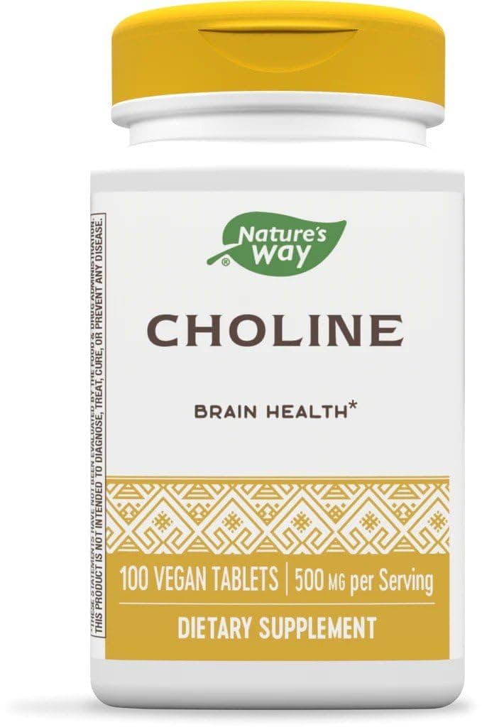 Nature's Way Choline, 500 mg, 100 Tablets, Pack of 2