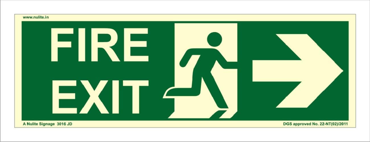 Emergency Fire Exit Vinyl Nulite 3016 JD PV Glow in The Dark