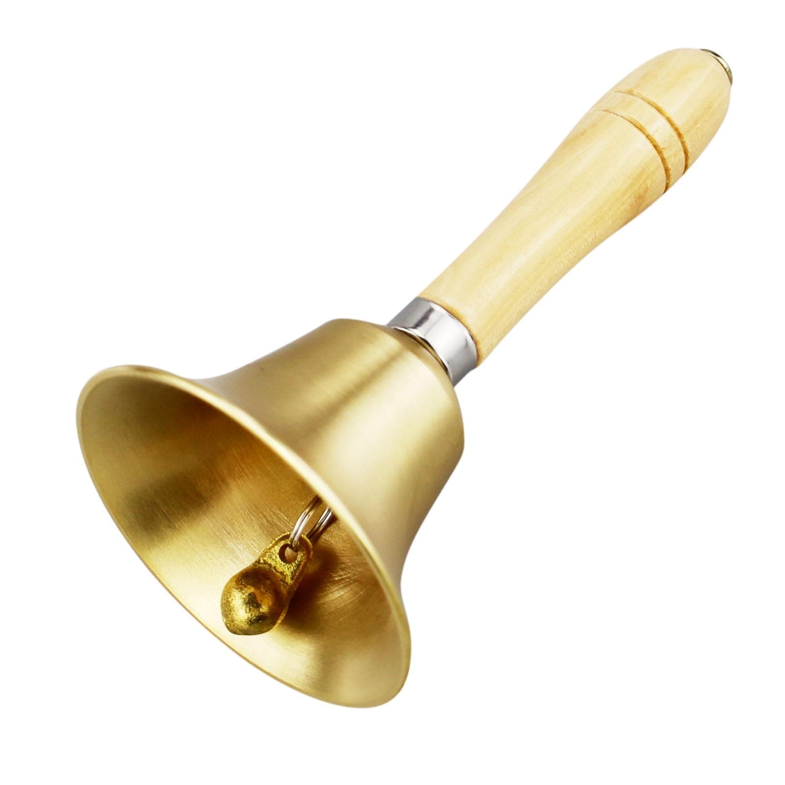 – Metal Tea Hand Bell - Service and Dinner Bell, Extra Loud Call With Wooden Handle, Solid Brass Handbells for Counter Reception, Elderly and Adults