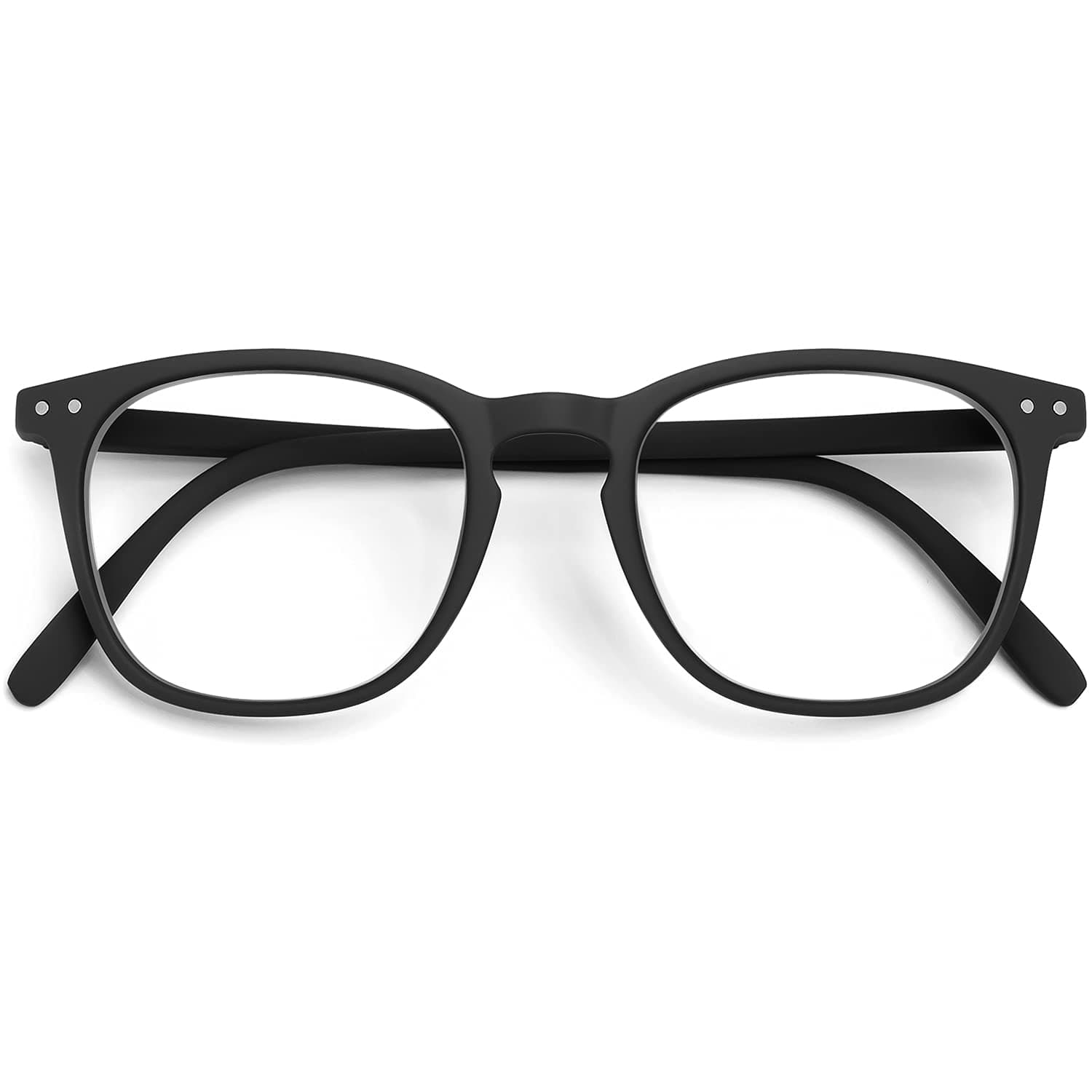 GAWK Type K Soft-Touch Matt Black Square Trapezoid Reading Glasses with Pouch Case