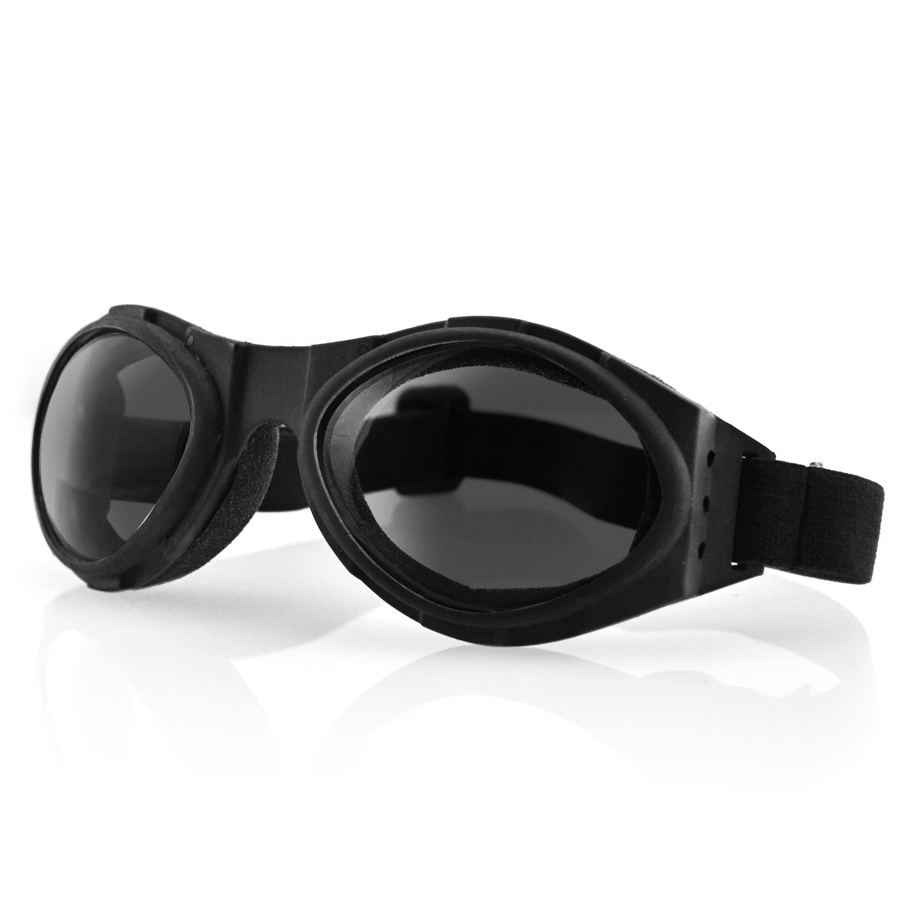 BOBSTER BA001 Bug Eye Black Goggles, Smoke Lenses, Blocks 100% of UV Rays, Light Blocking, Sunny Weather