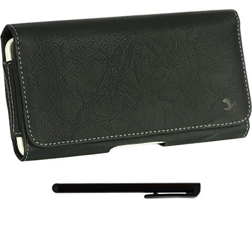 Horizontal Leather Pouch Holster with Belt Clip and Loops Fits for Apple iPhone SE 5S 5 5C Case and Includes TopQualityThings Black Stylus Pen for Touchscreen Phones