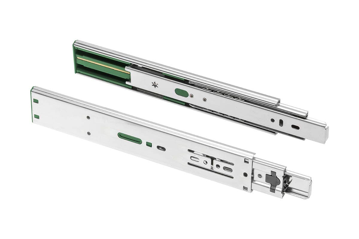 GTV Versalite Ball Guide H45 with Damping, Full Extension, 45 x 300 mm, Drawer Runners, Heavy Duty Extension, Soft-Close Rail System, Strong Galvanised Steel, Maximum Load 30 kg, 1 Set = 2 Pieces