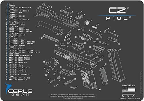 Cerus Gear Cleaning Promat with CZ P10C Schematic Graphics, Versatile Gun Cleaning Mat, Great for Any Desk or Work Bench - 12 x 17 Inches