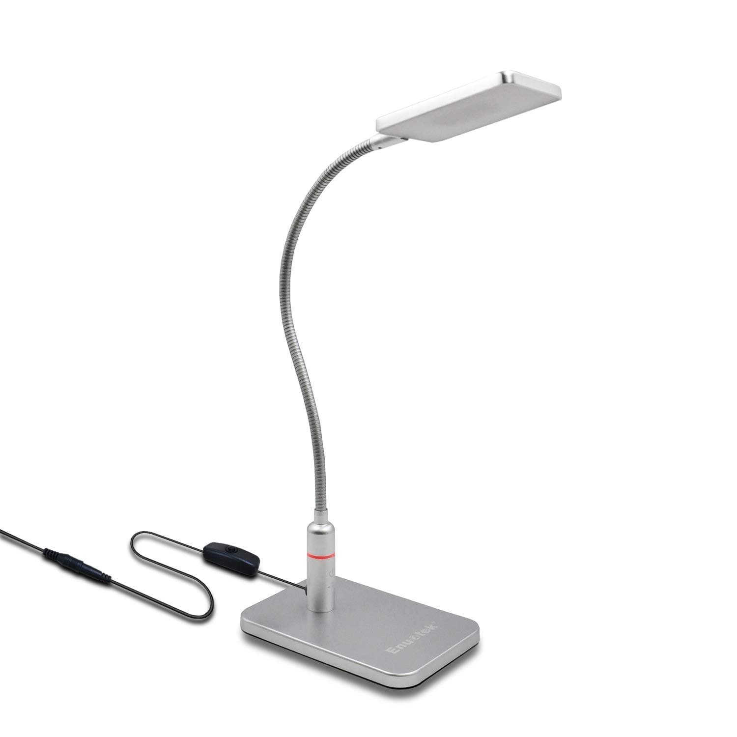 Silver Metal Flexible LED Desk Lamp Touch Dimmable LED Table Reading Bedside Light Energy Saving 5W LED Eye Protection Daylight Lighting 5000K by Enuotek