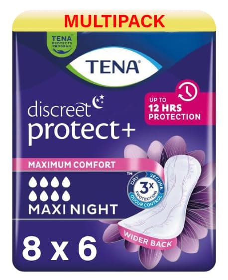 Pack of 48 Discreet Sanitary Pads for Women for Moderate to Severe Urinary Leakage, Specially Designed for Nighttime Protection with Wider Back and Extra