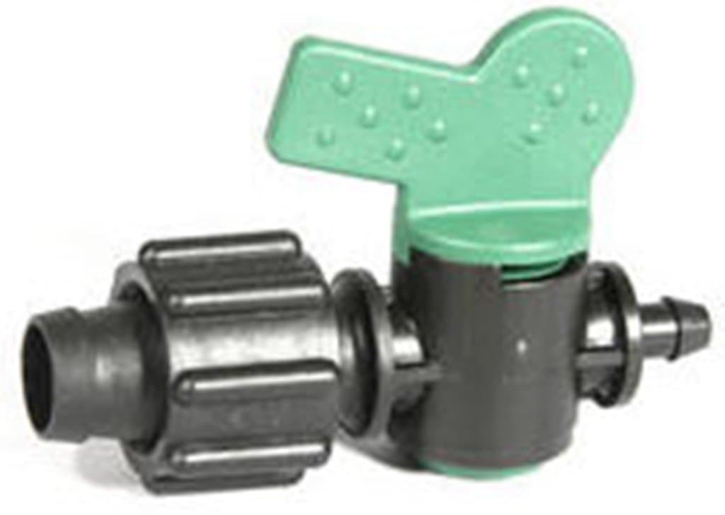 Valved DRIP TAPE IRRIGATION TAKEOFF FITTING TL-A2-TV5B250 1/4 BARB X 5/8 TAPE W/VALVE ADAPTOR (12)