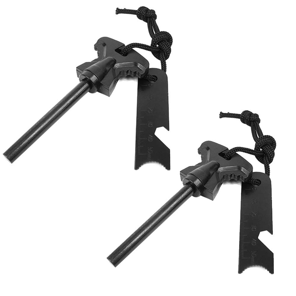 IWILCS 2 Pcs Flint, Steel Magnesium Fire Starter, Emergency Lighter Flint and Steel, Survival Fire Steel, Ferro Rod Fire Starter, Survival Tool Kit for Outdoor Camping Living Survival