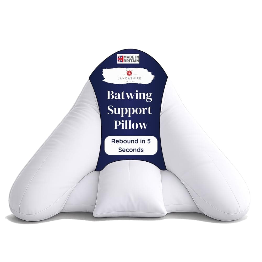 Lancashire Textiles Orthopaedic Batwing Shaped Neck & Back Support Pillow for Help with Cushioning and Sitting Complete with White Removable Pillowcase