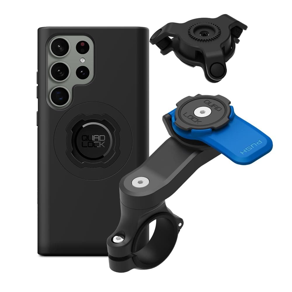 Motorcycle Handlebar Phone Mount Kit with Vibration Dampener and Galaxy S23 Ultra MAG Case