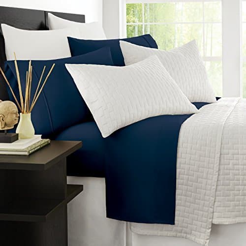 Zen Bamboo Luxury 1500 Series Bed Sheets - Eco-Friendly, Hypoallergenic and Wrinkle Resistant Rayon Derived from Bamboo - 4-Piece - King - Navy Blue