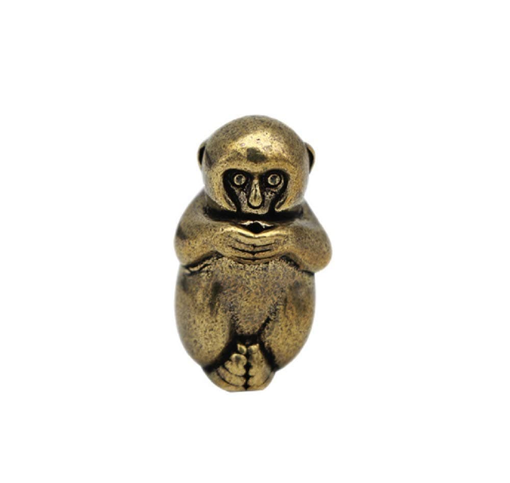 DMtse Brass Mini Antique Monkey Statue Ornaments Meditation Seated Pose Attractive & Serene Small Monkey Statue Figurine