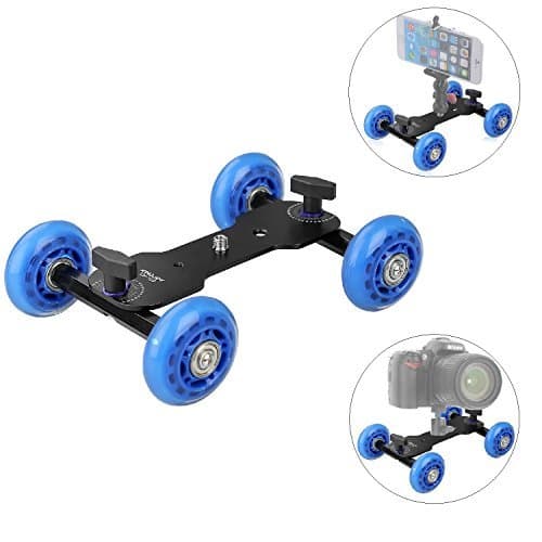 Tabletop Mobile Rolling Slider Dolly Car Skater Video Track Rail for Speedlite DSLR Camera Camcorder Rig
