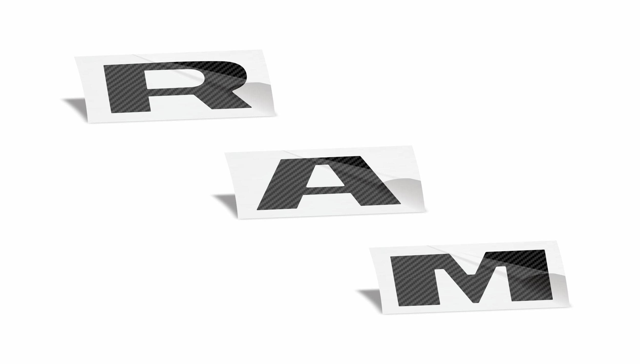 Reflective Concepts RAM Grille Emblem Overlay Decal 2019-2024 Ram 1500, NOT for Classic or TRX (Color: Carbon Fiber)