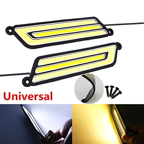 Autogood 2-Piece COB Daytime Running Light-Flexible Silicone DRL car accessories LED Day Light,Waterproof High Power DC 12V(White/Yellow)