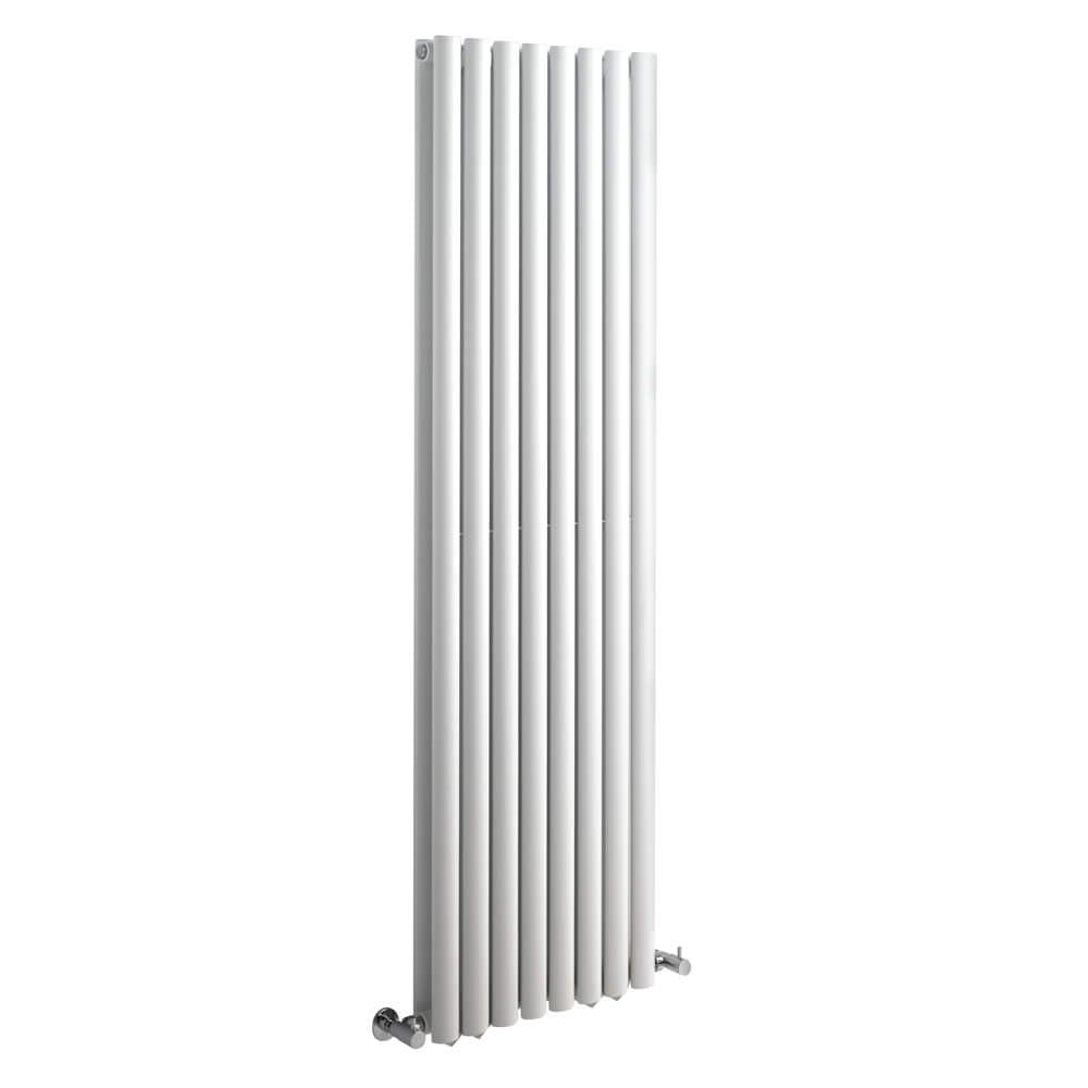 Milano Aruba White Vertical Double Oval Panel Radiator - 1600mm x 472mm