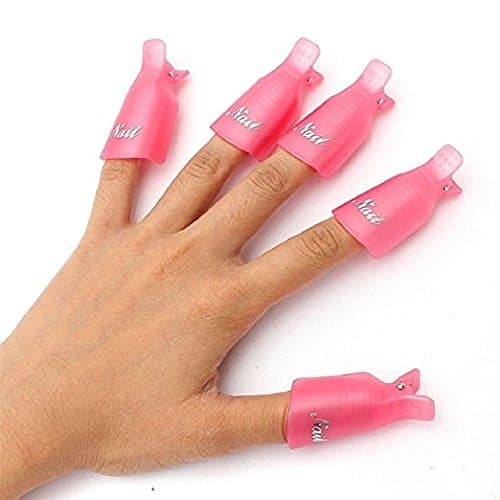 10pc Professional Plastic Acrylic Nail Art Soak Off Cap Clip Uv Gel Polish Remover Wrap Cleaner Clip Cap Tool (Pink)