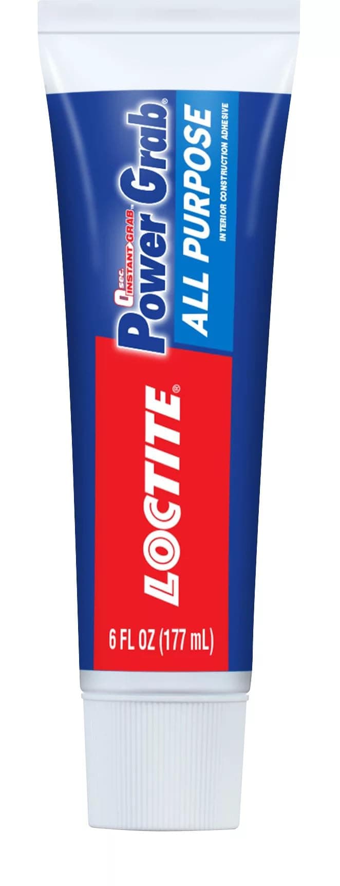 Loctite Power Grab All Purpose, White Construction Adhesive, 6 fl oz Tube, 1 Pack