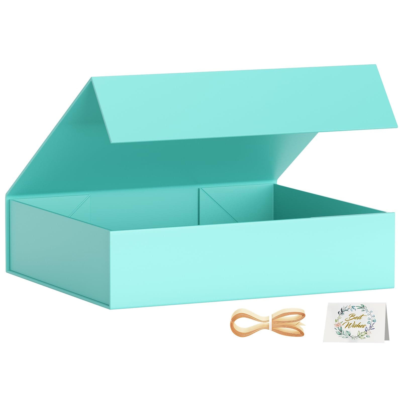Gift Boxes with Lids, 11.5x7.8x3 In Turquoise Gift Box for Presents Magnetic Closure for T-Shirts, Gloves, Scarves, Books, Baby Clothes, Robes Clothing Gift Wrap, Contains Card, Ribbon