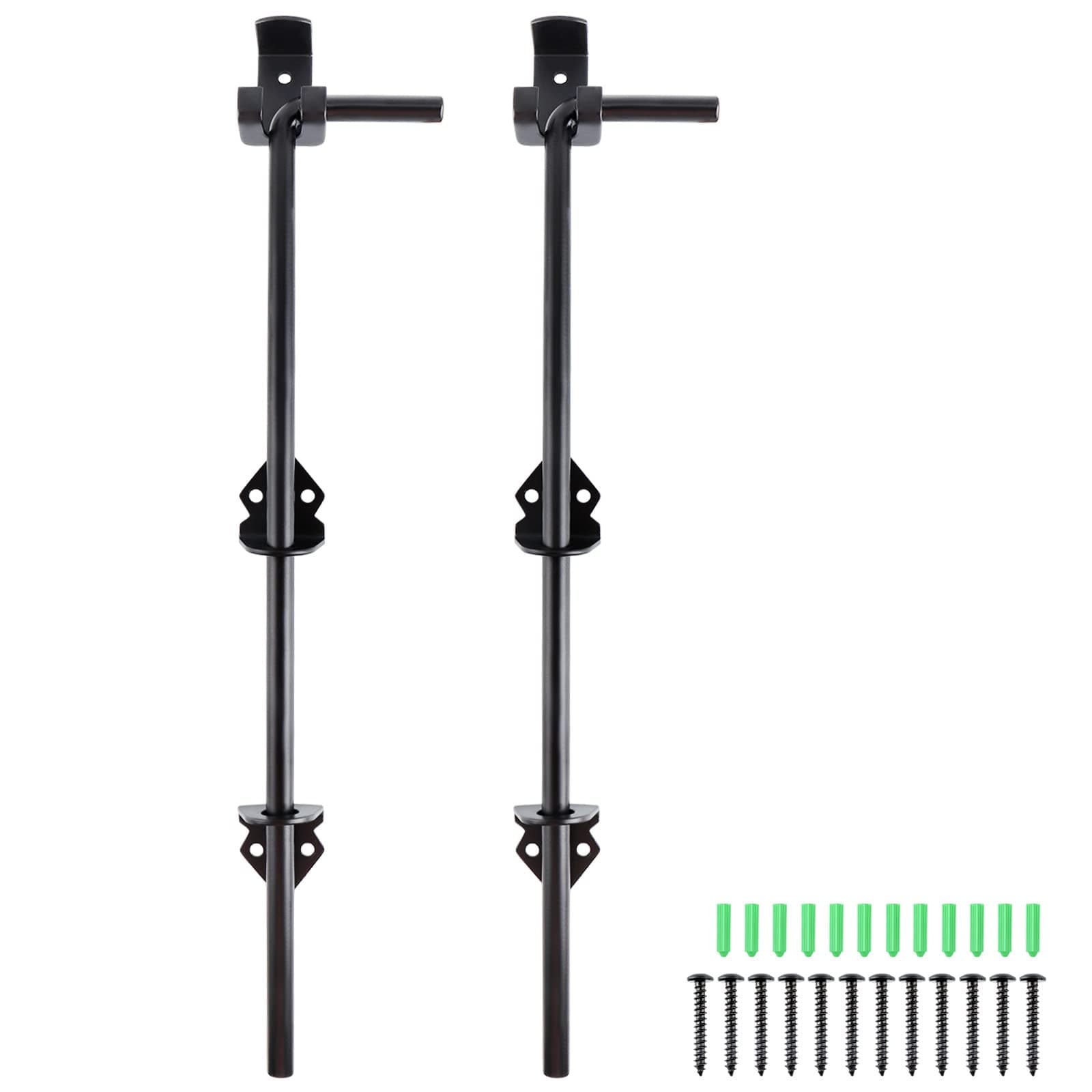 Skelang 2Pcs Cane Bolt, 18" Heavy Duty Gate Drop Rod, Steel Gate Ground Latch for Holding Wooden Gate Open and Shut