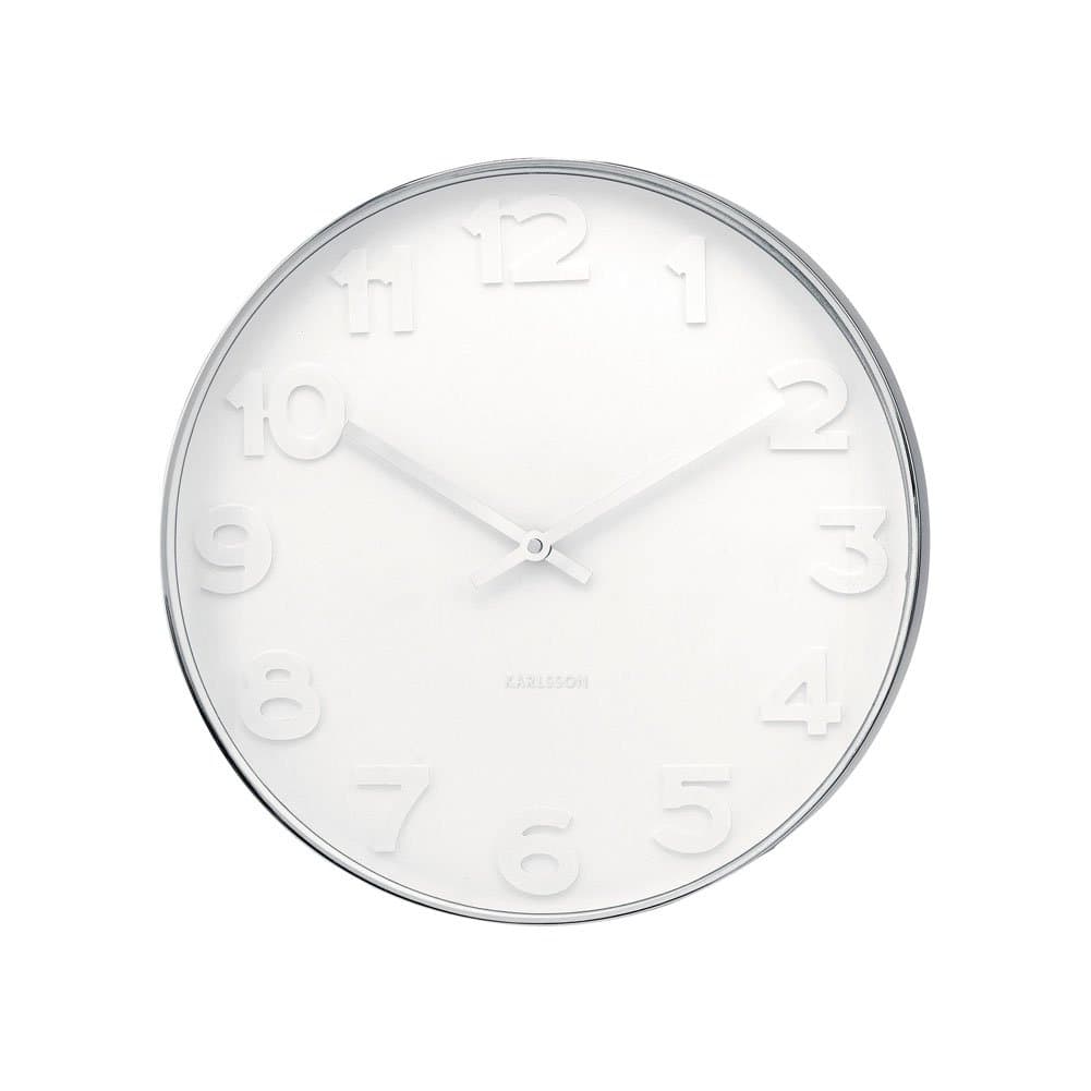 Karlsson Mr.White Numbers Steel Polished Wall Clock