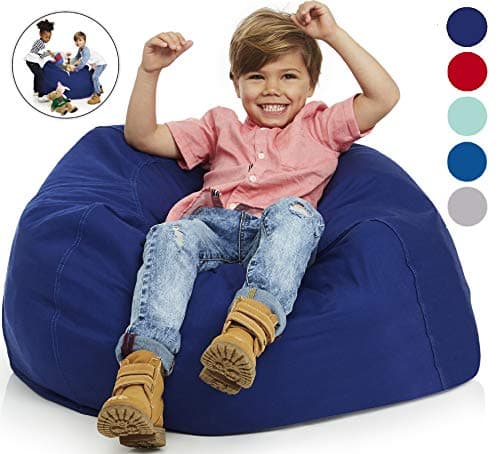 Delmach Stuffed Animal Storage Bean Bag Chair | 33" Width Large | Double Stitched | Bean Bag Cover | Durable Zipper | Fill with Anything Soft | Beans not Included