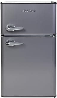 Hoover Top Mount Refrigerator - Light Retro Style, 121L Gross Capacity, Defrost, Mechanical Control, Interior Light, Silver - HTR-K121-S