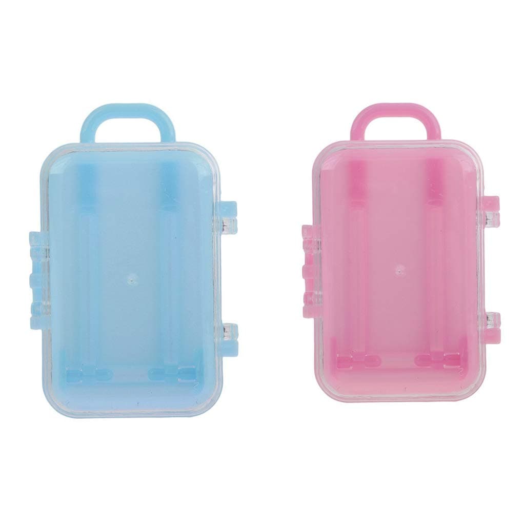 SHENGWEI 2 Pieces Miniature Travel Case Box Mini Hard Suitcase Box Party Reception Candy Toy Gift Box for Doll Decoration Accessory
