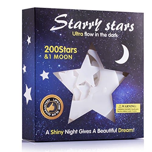 Glow In The Dark Stars Sticker 3D Glowing Reusable Ceiling Décor of 200Pcs Stars And 1Bonus Moon For Kids Bedding Room or Party