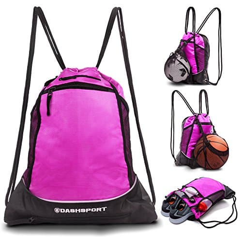 Drawstring Bag with Mesh Net - Perfect Sackpack with Ball Net for All Sports - Gym Bag for Men and Women, Tote Bag, Sports Sack, Light Backpack, Soccer Bag, Basketball, Volleyball, Baseball for Youth
