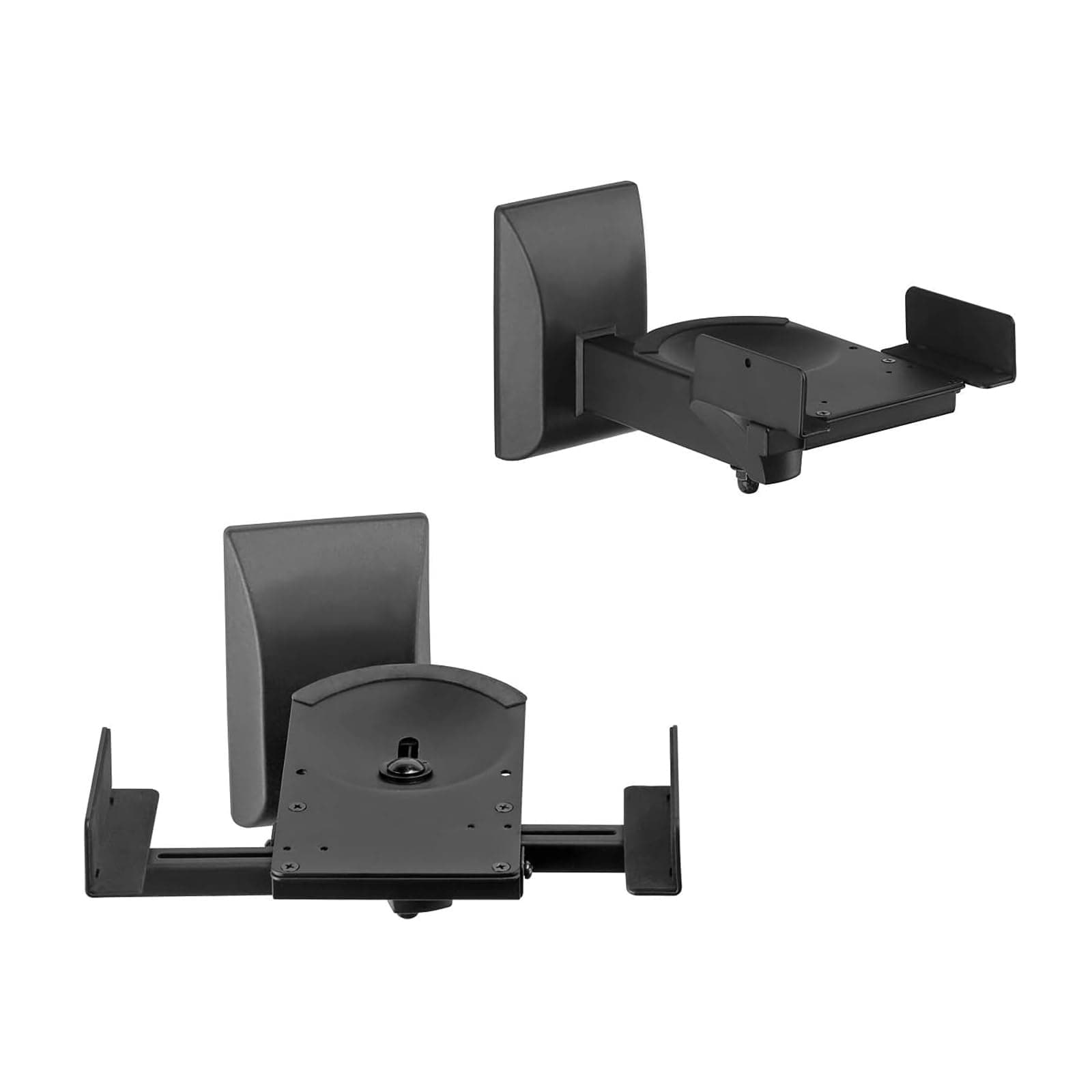 suptek Dual Side Clamping Bookshelf Speaker Wall Mounting Bracket Adjustable for Large Surrounding Sound Speakers, Hold up to 25kgs Each Black SPM201 (2 Packs)