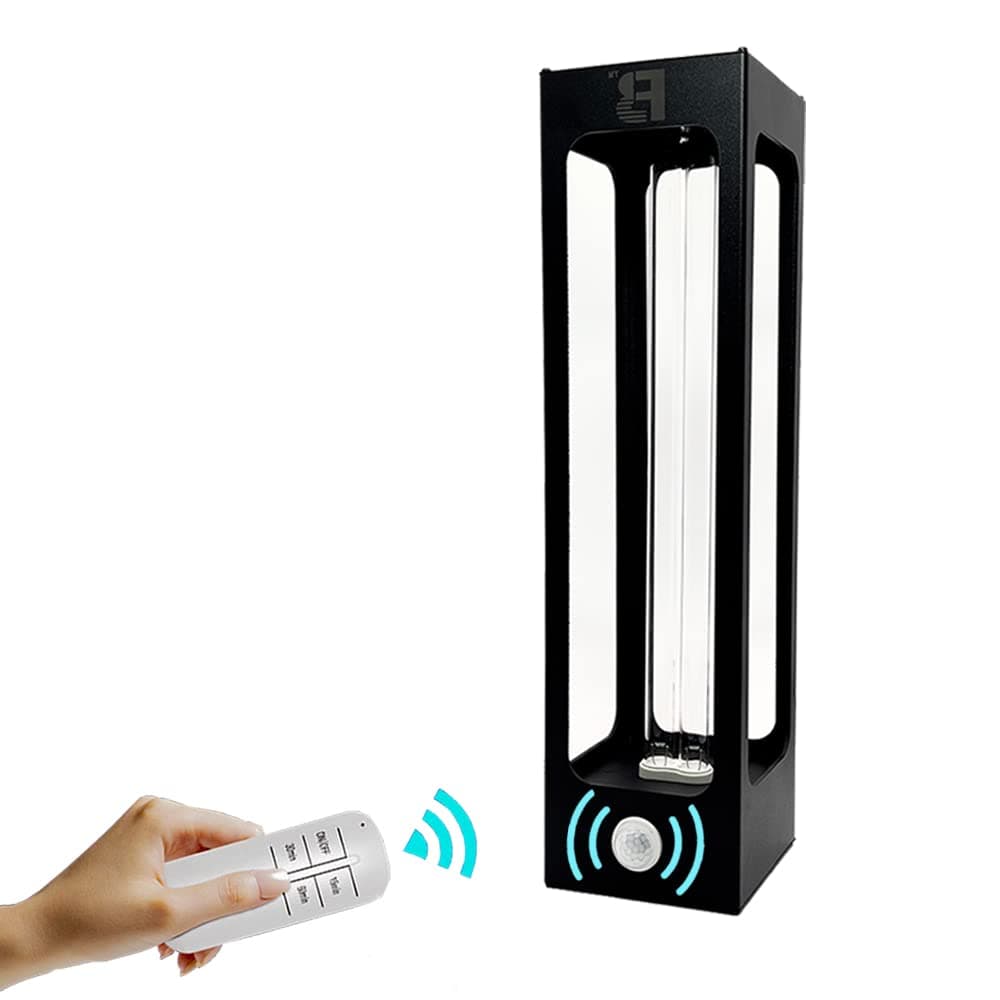 Ozone UV Sterilizer, Remote Controlled UV Light Sanitizer with Human Body Sensing and Timing Function, Can Kill 99% Germs Viruses, UV Disinfection Lamp for Household/Restaurant/Hospital/Lab
