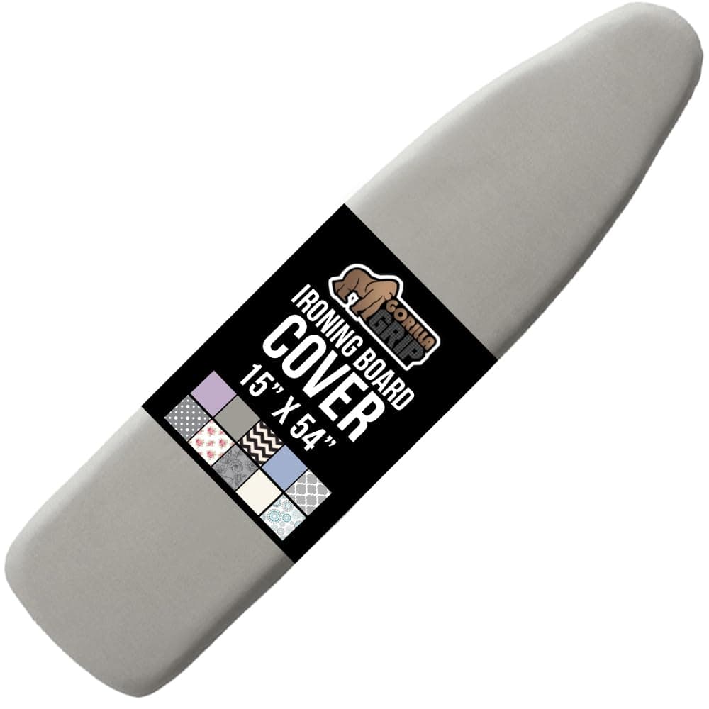 Gorilla Grip Reflective Silicone Laundry Board Cover Pad for Ironing (15x54), Iron Faster, Pads Resist Scorching & Staining, Covers Have Elastic Edge, Thick Felt Padding, No Fasteners Needed (Silver)