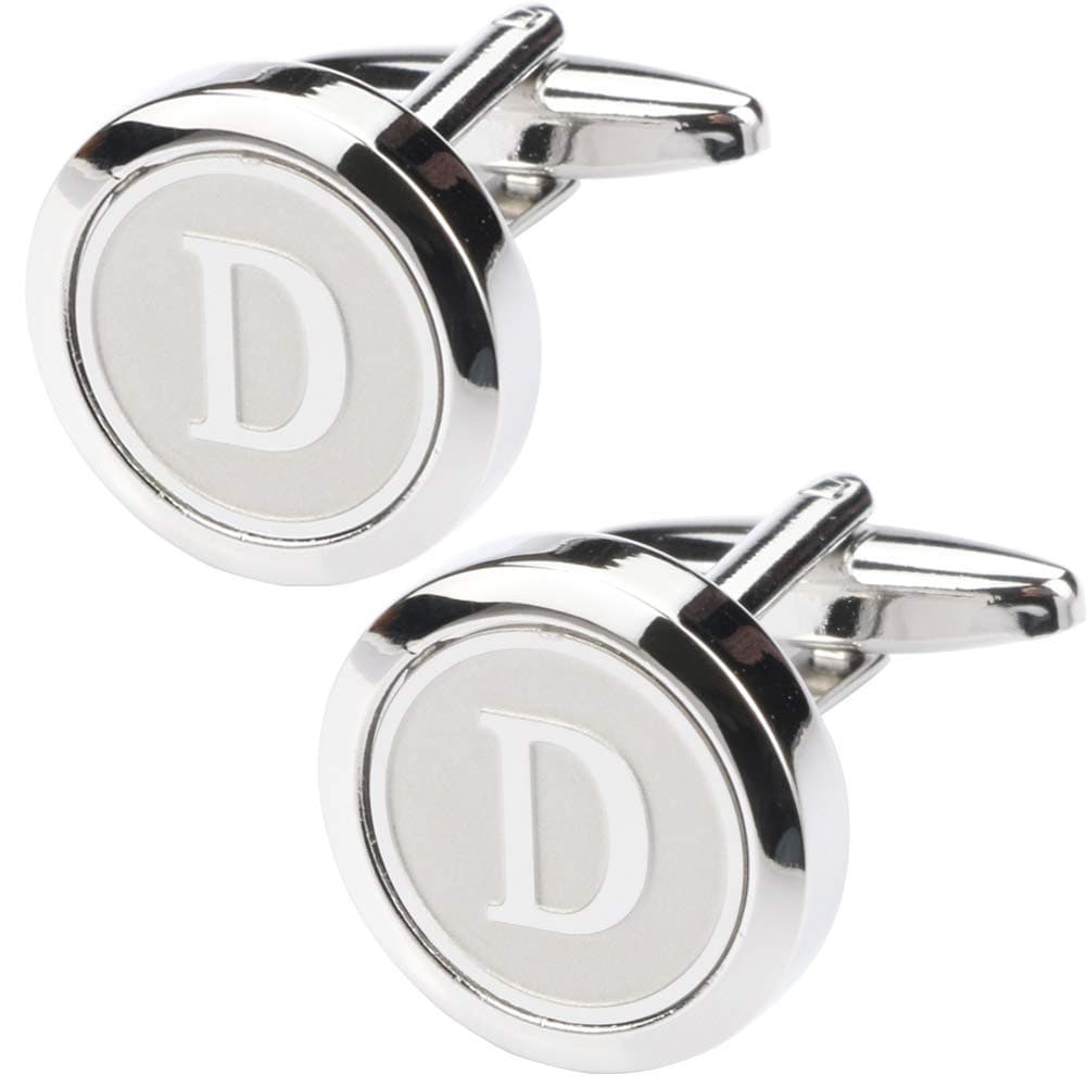 Mens Classic Stainless Steel Initial Cufflinks 26 Alphabet Initial Letter Cufflinks Business Wedding Shirts A-Z