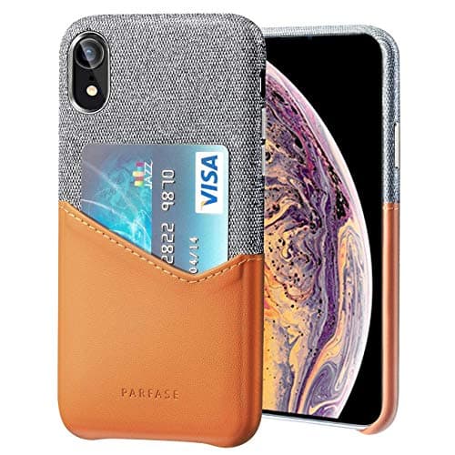Wallet Case for iPhone XR, Credit Card Case Soft Cloth Fabric Case with ID Holder Slot for Apple iPhone XR 6.1 inch (Brown)