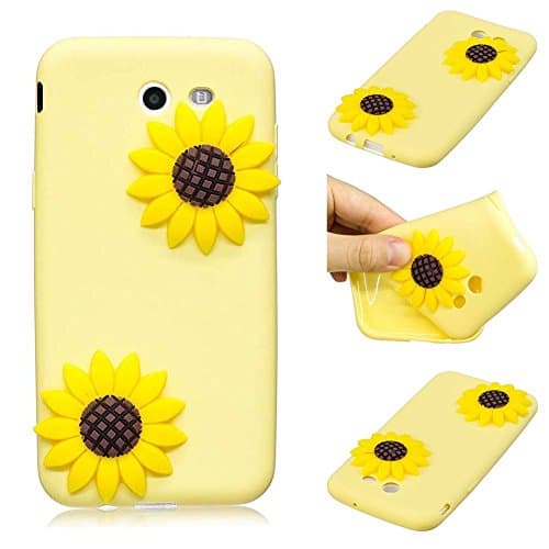 Case for Samsung Galaxy J3 2017/ J3 Emerge/Amp Prime 2/ J3 Eclipse/ J3 Mission/ J3 Luna Pro Cover Aeeque Shockproof 3D Candy Color Slim Fit Silicone Phone Cases, Yellow Sunflower