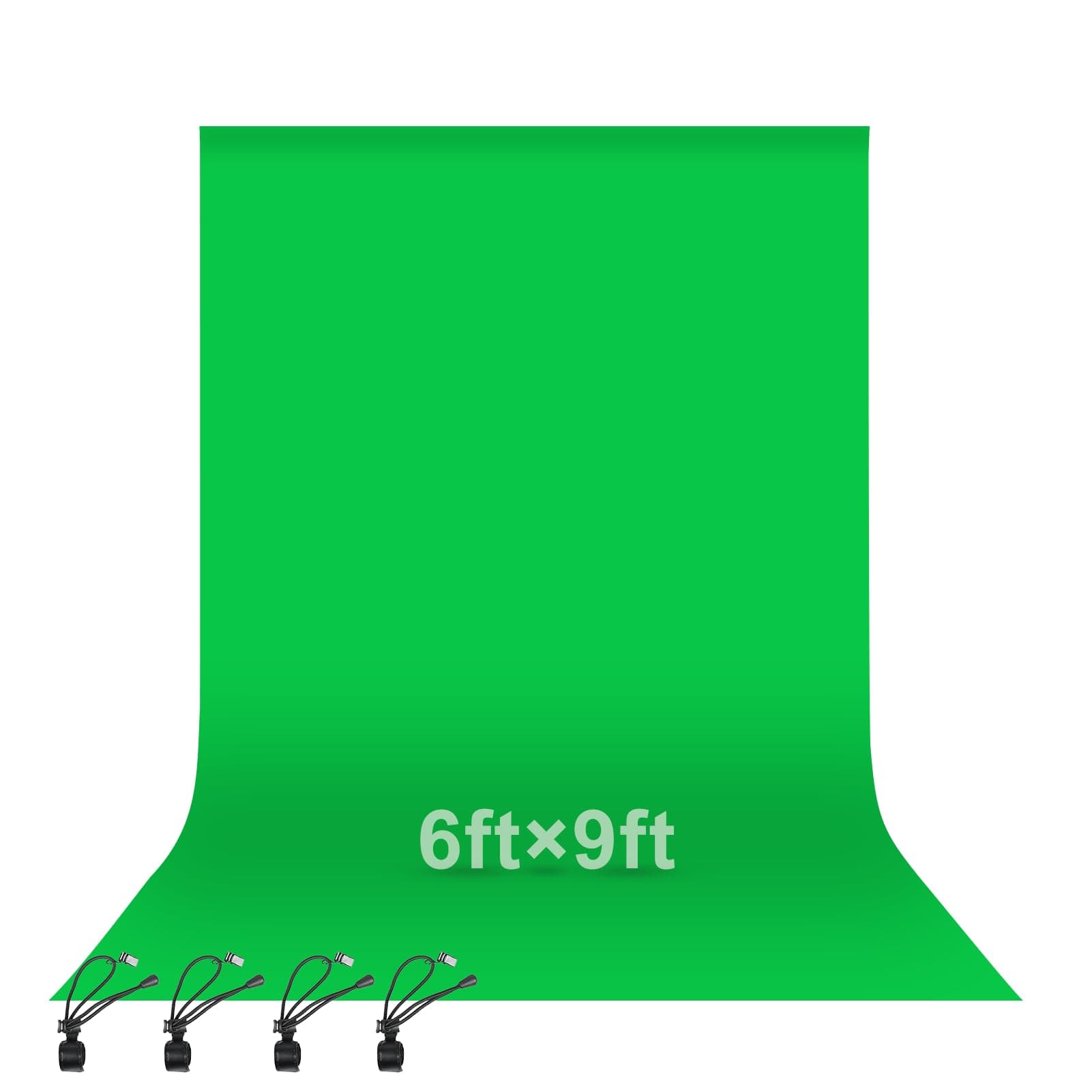 EMART 6x9ft/1.8x2.8m Green Screen, Chroma-Key Greenscreen Cloth Photography Background Photo Backdrop Sheet for Video Studio, Photoshoot, Live Streaming, Zoom, 4 Backdrop Clips Included