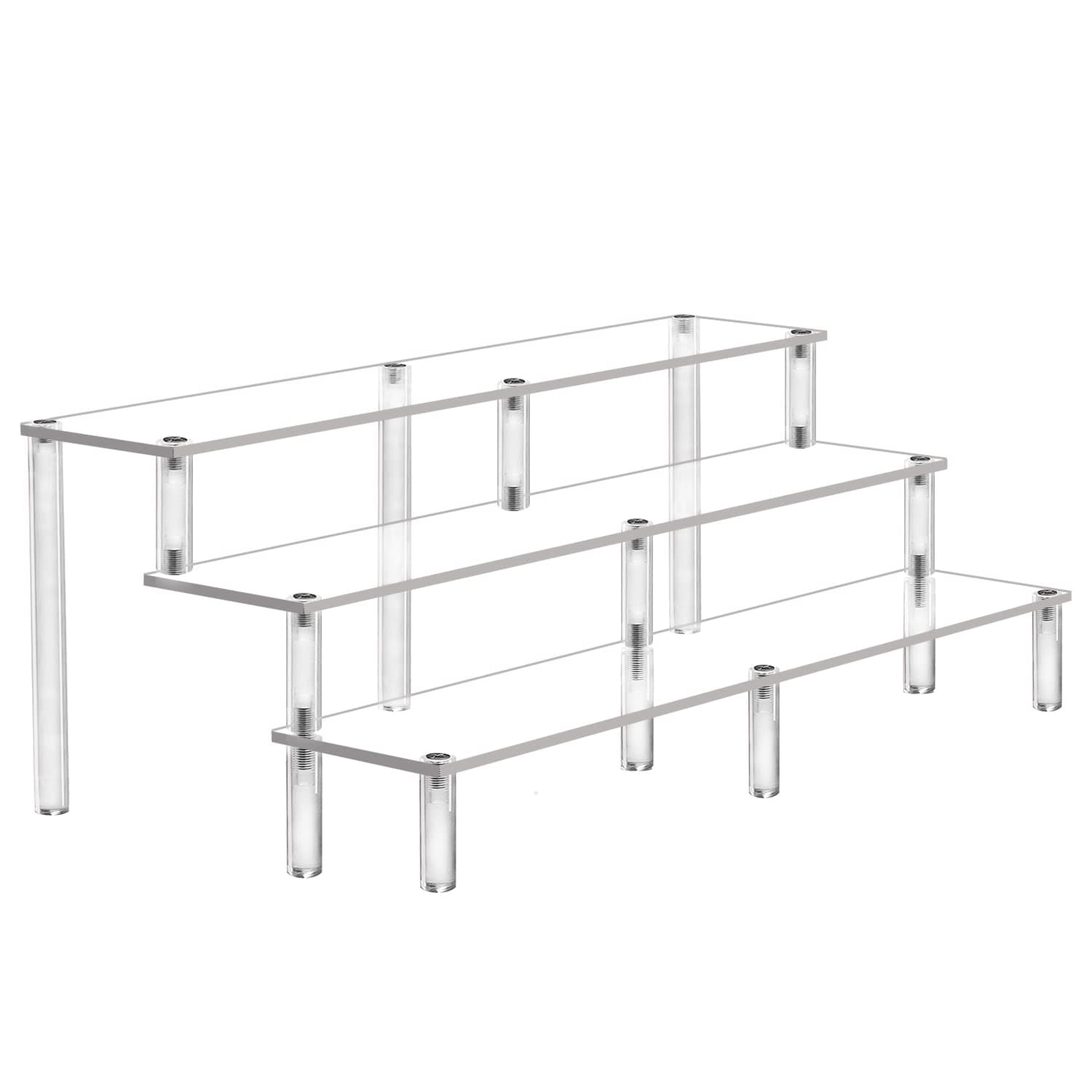 AZEAM 15 3/4 Inch Acrylic Riser Display Shelf,3 Tier Display Riser for Figure...