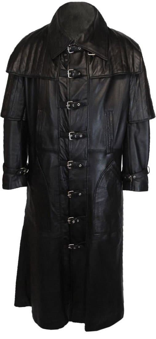 Men's Black Van Helsing Duster Full-Length Cow Leather Coat