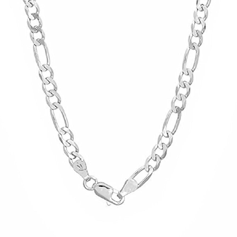 DIANE LO'REN Authentic Solid Unisex Italian .925 Sterling Silver Figaro Chain Necklace for Men 2mm - 8mm, 16" - 30" (26, 4mm)