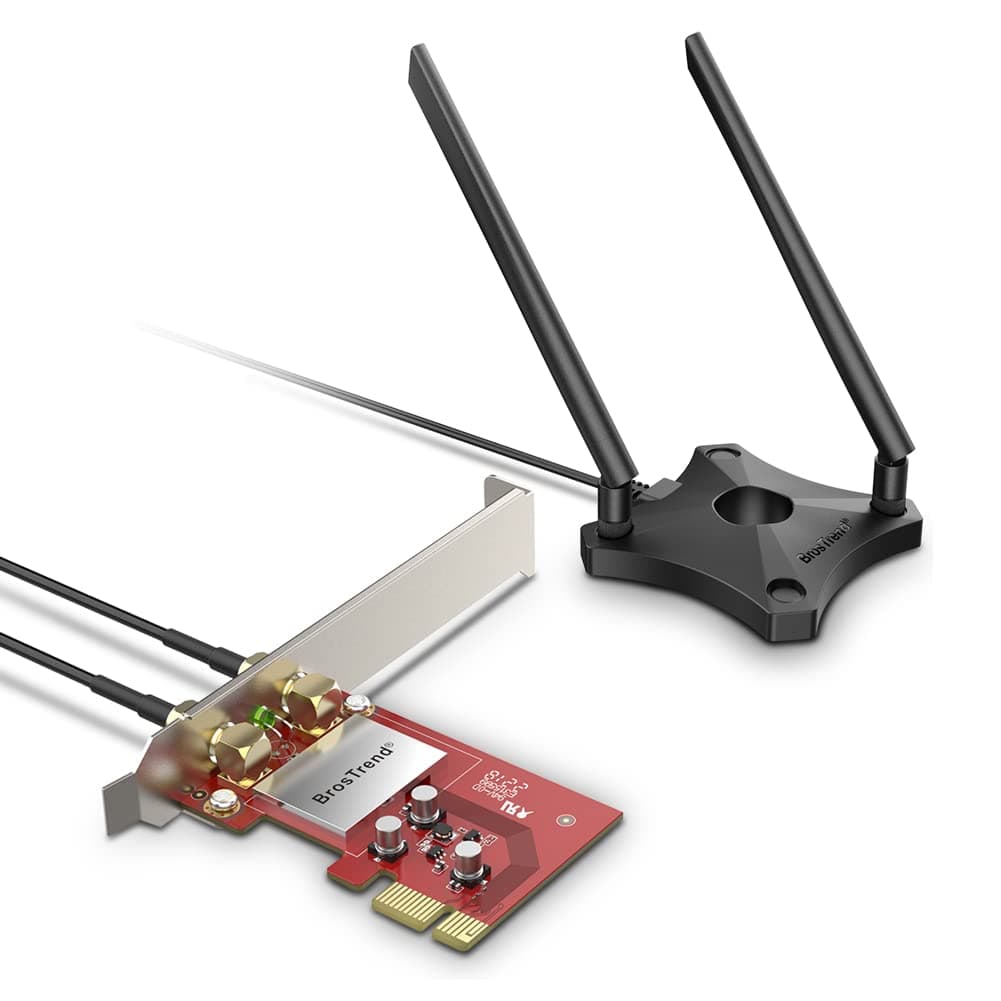 BrosTrend 1200Mbps PCIe WiFi Network Card for Desktop PC of Windows 10/8.1/8/7, PCI Express, AC1200 Dual Band 5GHz 867Mbps / 2.4GHz 300Mbps, 2 X 5dBi Antennas w/Magnetic Base for Flexible Deployment