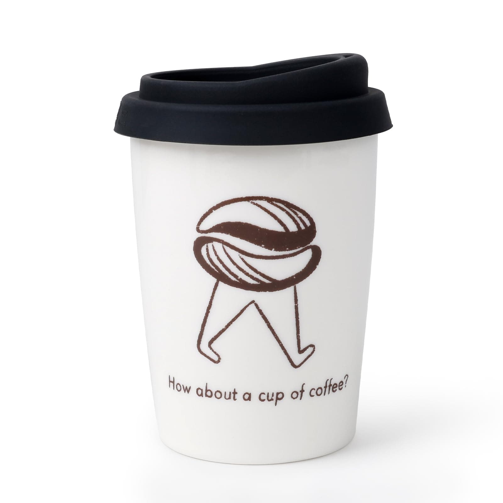 Coffee Cup Ceramic Travel Mug with Lid for Hot Drinks, Insulated Double Wall Mug, 8.4oz/250ml, BPA Free, Dishwasher Safe, for Home, Office, Car, to Go, Coffee Bean Pattern