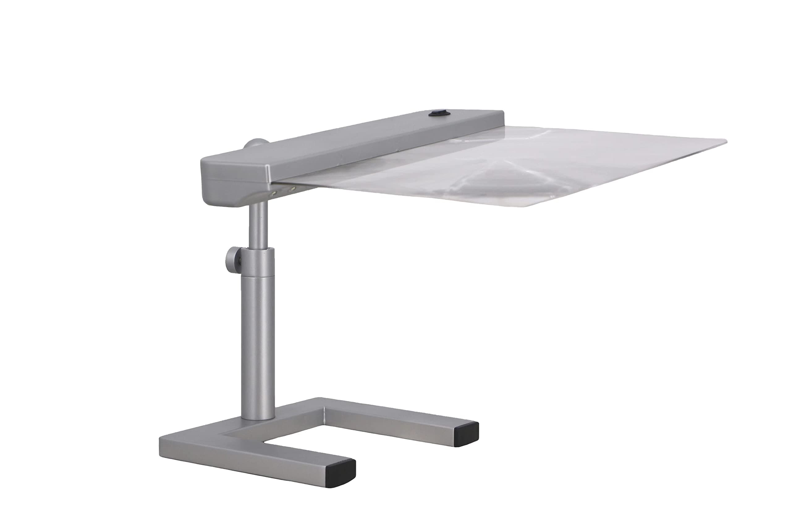 daylight24 Table Top Full Page Magnifier LED Desk Lamp, Silver - Ideal for Reading, Hobby and Crafting with LED Light Strip for Optimal Visibility, 10 inch (202055-05)