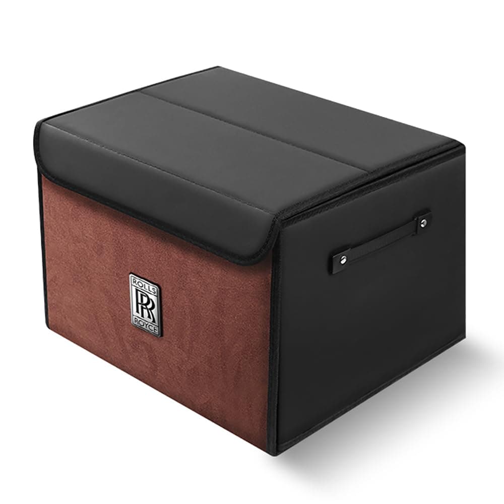 Foldable Car Trunk Organizer for Rolls-Royce Cullinan/Cullinan Black Badge 2015-2025, Large Capacity Multi Functional with Removable Partitions Car Storage Box,Small-Brown