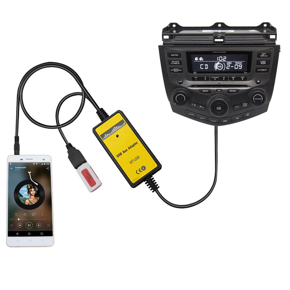 Factory Car Audio Upgrad CD to AUX &USB Input Adapter | Plug & Play | Compatible for Honda Accord 2003-2012, City 2002-2011, CRV 2005-2014, Civic 2006-2012, Odyssey 2005-2010, TSX 2004-2011